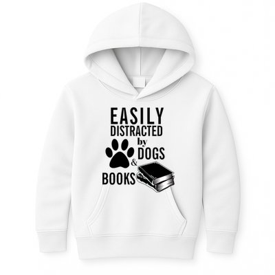 Library Themed Easily Distracted By Books And Dogs Gift Kids Hoodie
