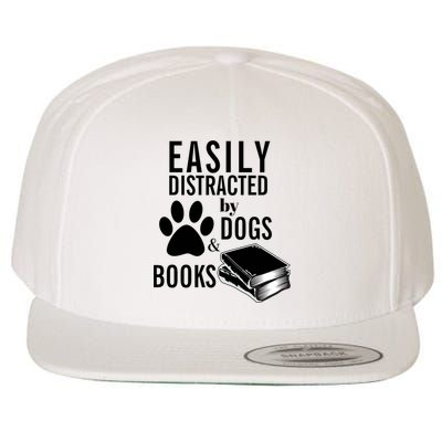 Library Themed Easily Distracted By Books And Dogs Gift Wool Snapback Cap