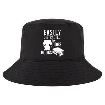 Library Themed Easily Distracted By Books And Dogs Gift Cool Comfort Performance Bucket Hat
