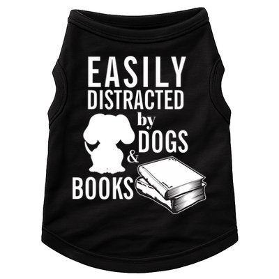 Library Themed Easily Distracted By Books And Dogs Gift Doggie Tank