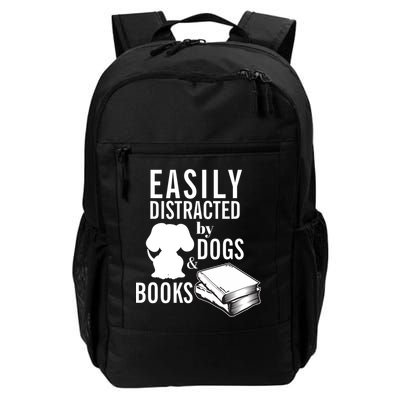 Library Themed Easily Distracted By Books And Dogs Gift Backpack