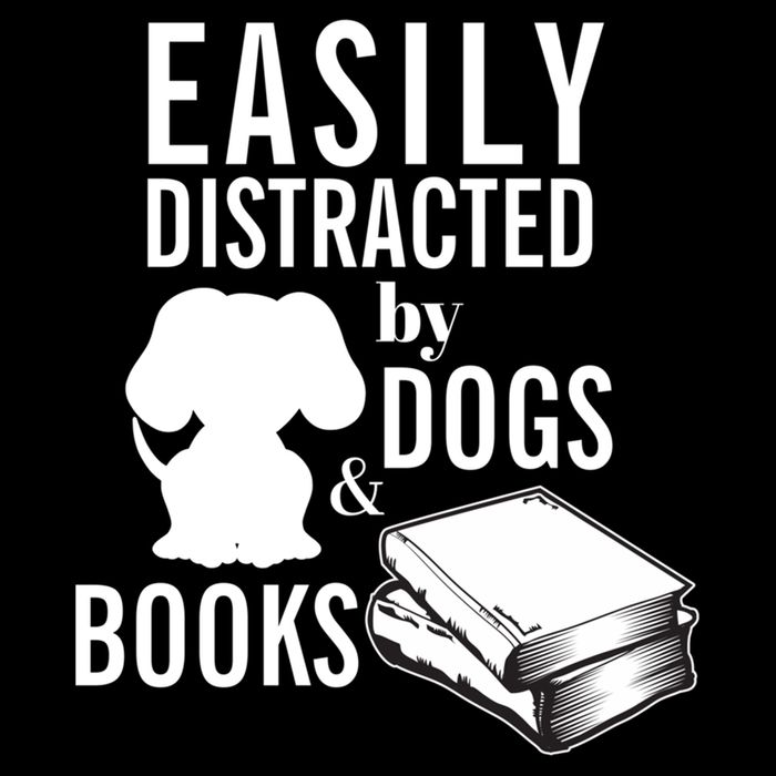 Library Themed Easily Distracted By Books And Dogs Gift Flat Bill Trucker Hat