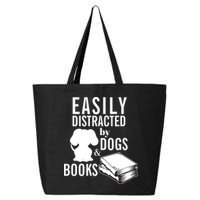 Library Themed Easily Distracted By Books And Dogs Gift 25L Jumbo Tote