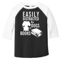 Library Themed Easily Distracted By Books And Dogs Gift Toddler Fine Jersey T-Shirt