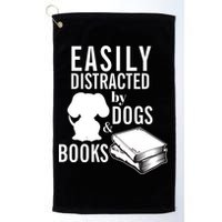 Library Themed Easily Distracted By Books And Dogs Gift Golf Towel