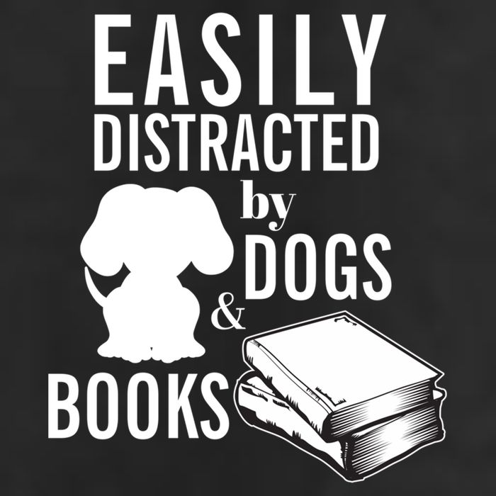 Library Themed Easily Distracted By Books And Dogs Gift Golf Towel