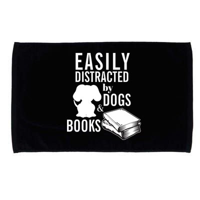 Library Themed Easily Distracted By Books And Dogs Gift Microfiber Hand Towel