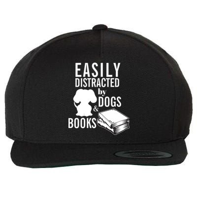 Library Themed Easily Distracted By Books And Dogs Gift Wool Snapback Cap