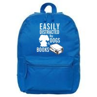 Library Themed Easily Distracted By Books And Dogs Gift 16 in Basic Backpack