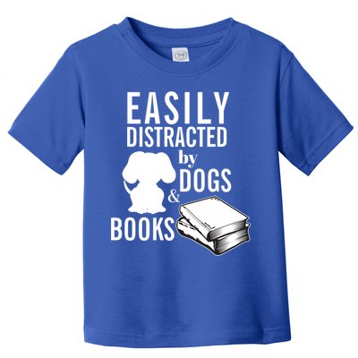 Library Themed Easily Distracted By Books And Dogs Gift Toddler T-Shirt