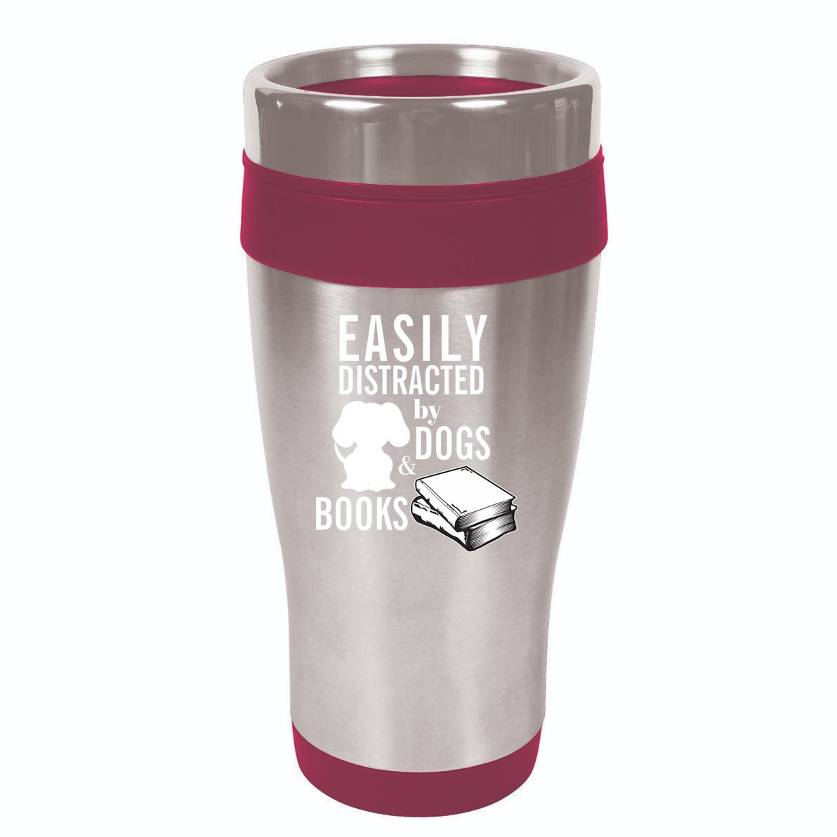 Library Themed Easily Distracted By Books And Dogs Gift 16oz Travel Tumbler
