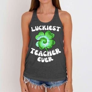 Luckiest Teacher Ever Women's Knotted Racerback Tank