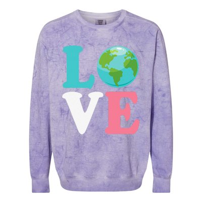 Love The Earth Women Orns Earth Day Colorblast Crewneck Sweatshirt