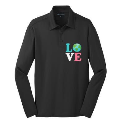 Love The Earth Women Orns Earth Day Silk Touch Performance Long Sleeve Polo