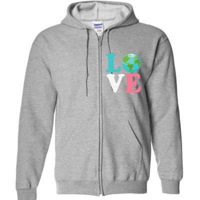 Love The Earth Women Orns Earth Day Full Zip Hoodie