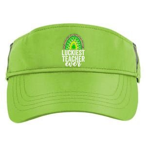 Luckiest Teacher Ever School Leopard Rainbow St Patricks Day Gift Adult Drive Performance Visor