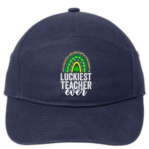 Luckiest Teacher Ever School Leopard Rainbow St Patricks Day Gift 7-Panel Snapback Hat