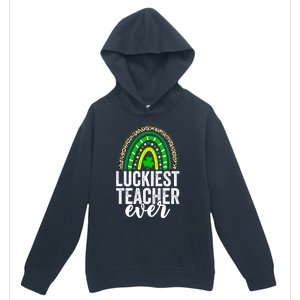 Luckiest Teacher Ever School Leopard Rainbow St Patricks Day Gift Urban Pullover Hoodie