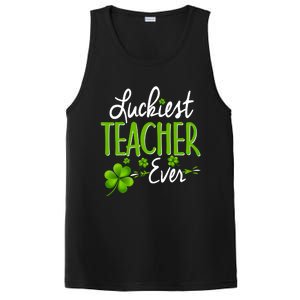 Luckiest Teacher Ever Shamrock Irish Teacher St Patricks Day Gift PosiCharge Competitor Tank