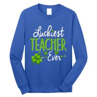 Luckiest Teacher Ever Shamrock Irish Teacher St Patricks Day Gift Long Sleeve Shirt