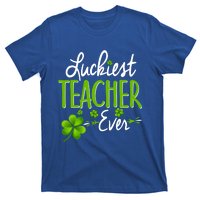 Luckiest Teacher Ever Shamrock Irish Teacher St Patricks Day Gift T-Shirt