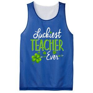 Luckiest Teacher Ever Shamrock Irish Teacher St Patricks Day Gift Mesh Reversible Basketball Jersey Tank