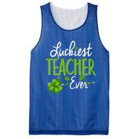 Luckiest Teacher Ever Shamrock Irish Teacher St Patricks Day Gift Mesh Reversible Basketball Jersey Tank