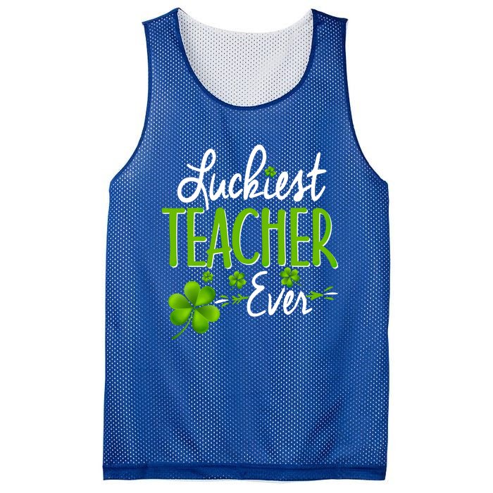 Luckiest Teacher Ever Shamrock Irish Teacher St Patricks Day Gift Mesh Reversible Basketball Jersey Tank