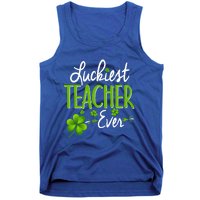 Luckiest Teacher Ever Shamrock Irish Teacher St Patricks Day Gift Tank Top