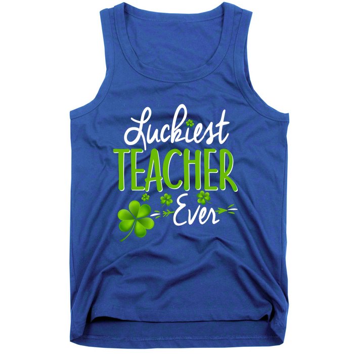 Luckiest Teacher Ever Shamrock Irish Teacher St Patricks Day Gift Tank Top