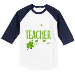 Luckiest Teacher Ever Shamrock Irish Teacher St Patricks Day Gift Baseball Sleeve Shirt