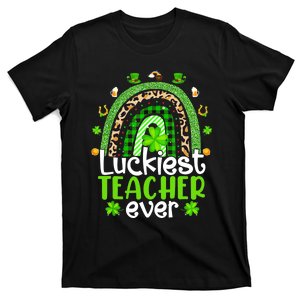 Luckiest Teacher Ever Rainbow St Patricks Day T-Shirt