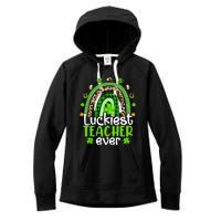 Luckiest Teacher Ever Rainbow St Patricks Day Women's Fleece Hoodie