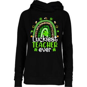 Luckiest Teacher Ever Rainbow St Patricks Day Womens Funnel Neck Pullover Hood