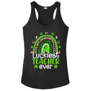 Luckiest Teacher Ever Rainbow St Patricks Day Ladies PosiCharge Competitor Racerback Tank