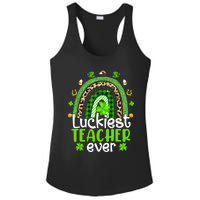 Luckiest Teacher Ever Rainbow St Patricks Day Ladies PosiCharge Competitor Racerback Tank