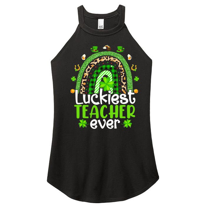 Luckiest Teacher Ever Rainbow St Patricks Day Women's Perfect Tri Rocker Tank