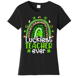 Luckiest Teacher Ever Rainbow St Patricks Day Women's T-Shirt