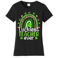 Luckiest Teacher Ever Rainbow St Patricks Day Women's T-Shirt