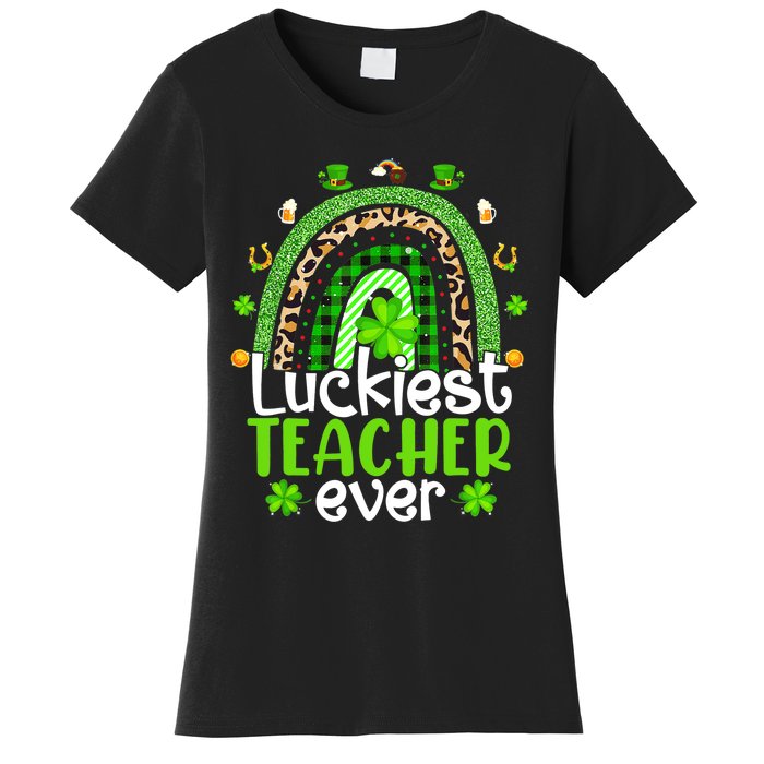 Luckiest Teacher Ever Rainbow St Patricks Day Women's T-Shirt