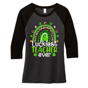 Luckiest Teacher Ever Rainbow St Patricks Day Women's Tri-Blend 3/4-Sleeve Raglan Shirt