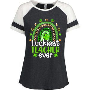 Luckiest Teacher Ever Rainbow St Patricks Day Enza Ladies Jersey Colorblock Tee