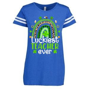 Luckiest Teacher Ever Rainbow St Patricks Day Enza Ladies Jersey Football T-Shirt