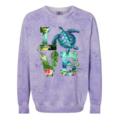 Love Turtle Earth Day Save Planet Environtal Sea Animals Gift Colorblast Crewneck Sweatshirt