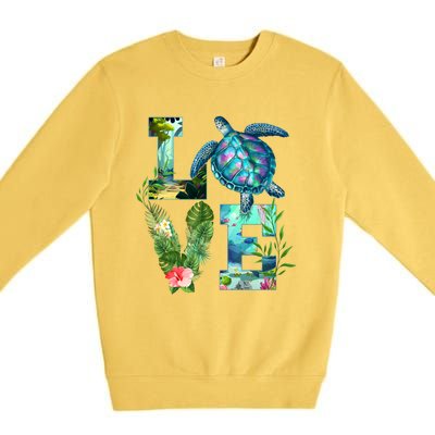 Love Turtle Earth Day Save Planet Environtal Sea Animals Gift Premium Crewneck Sweatshirt