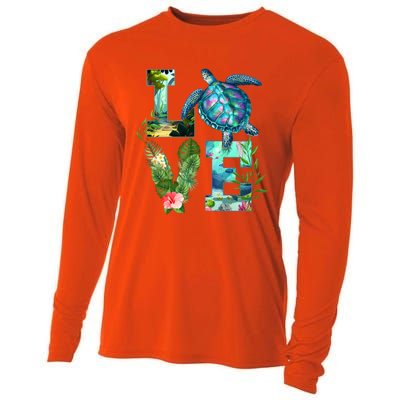 Love Turtle Earth Day Save Planet Environtal Sea Animals Gift Cooling Performance Long Sleeve Crew