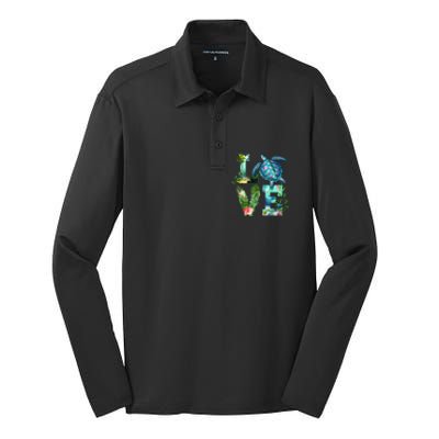 Love Turtle Earth Day Save Planet Environtal Sea Animals Gift Silk Touch Performance Long Sleeve Polo