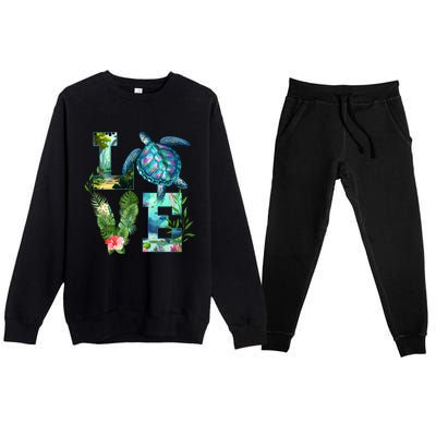 Love Turtle Earth Day Save Planet Environtal Sea Animals Gift Premium Crewneck Sweatsuit Set