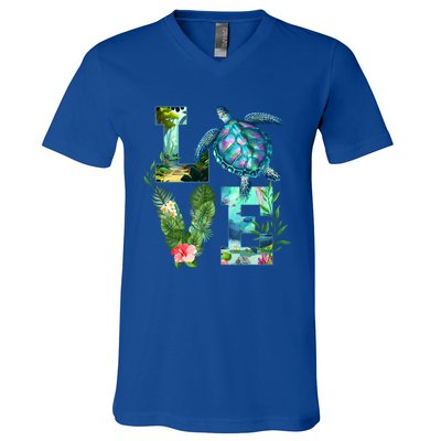 Love Turtle Earth Day Save Planet Environtal Sea Animals Gift V-Neck T-Shirt