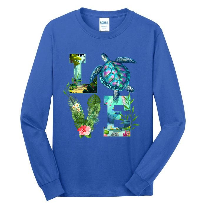 Love Turtle Earth Day Save Planet Environtal Sea Animals Gift Tall Long Sleeve T-Shirt